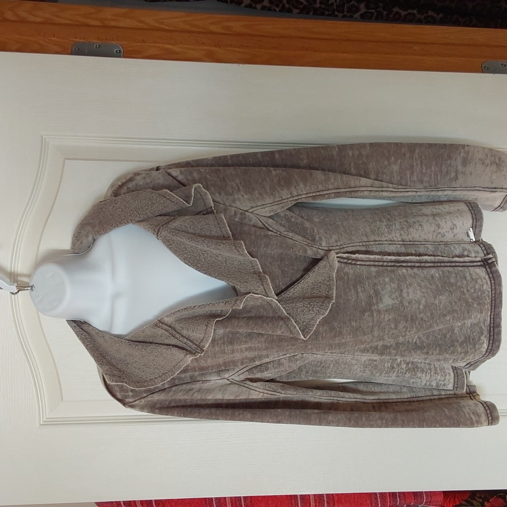 Guess Grey denim look snap close knit cardigan
